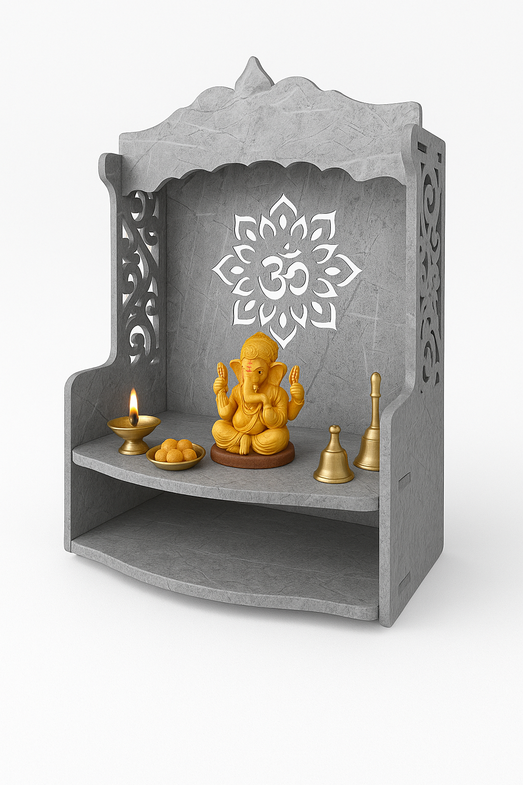 OM Design Pooja Mandir, Home Temple, Mandir , Wooden Temple for Home and Office - Image 4